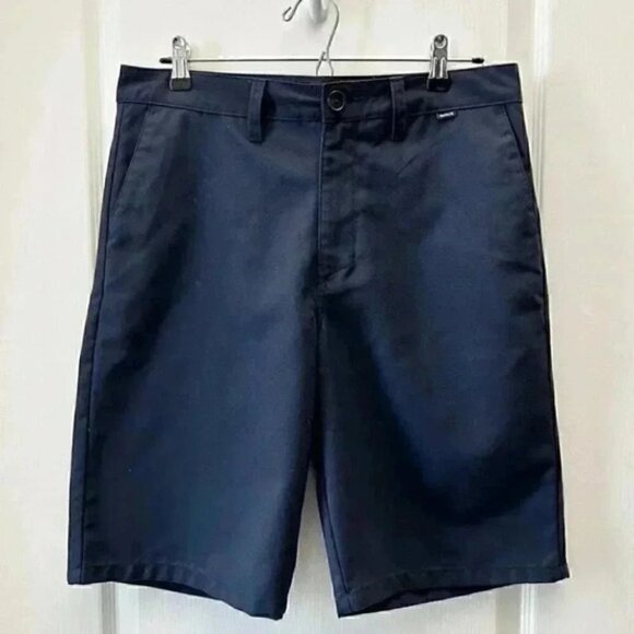 Hurley Mens Shorts Flat Front Chino Shorts Casual Navy Blue Size 30 - Picture 3 of 16